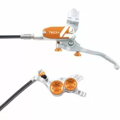 Hope Tech 4 V4 Brake - No Rotor -Vitus Salgsbutik Hope Tech 4 V4 Brake No Rotor Disc Brake Callipers Silver Orange T4V4ZSCL
