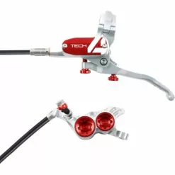 Hope Tech 4 V4 Brake - No Rotor -Vitus Salgsbutik Hope Tech 4 V4 Brake No Rotor Disc Brake Callipers Silver Red T4V4ZSRL